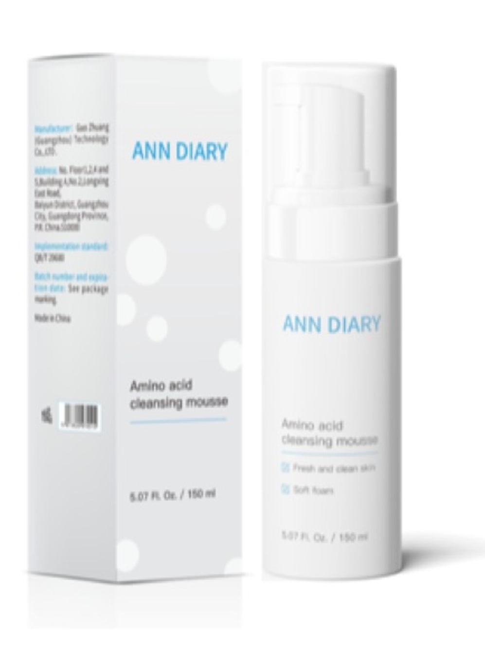 Ann Diary Amino Acid Cleansing Mousse — Hydrating Gentle Face Cleanser